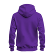 A solid purple pullover hoodie shown from the back, displayed on a clean white background.