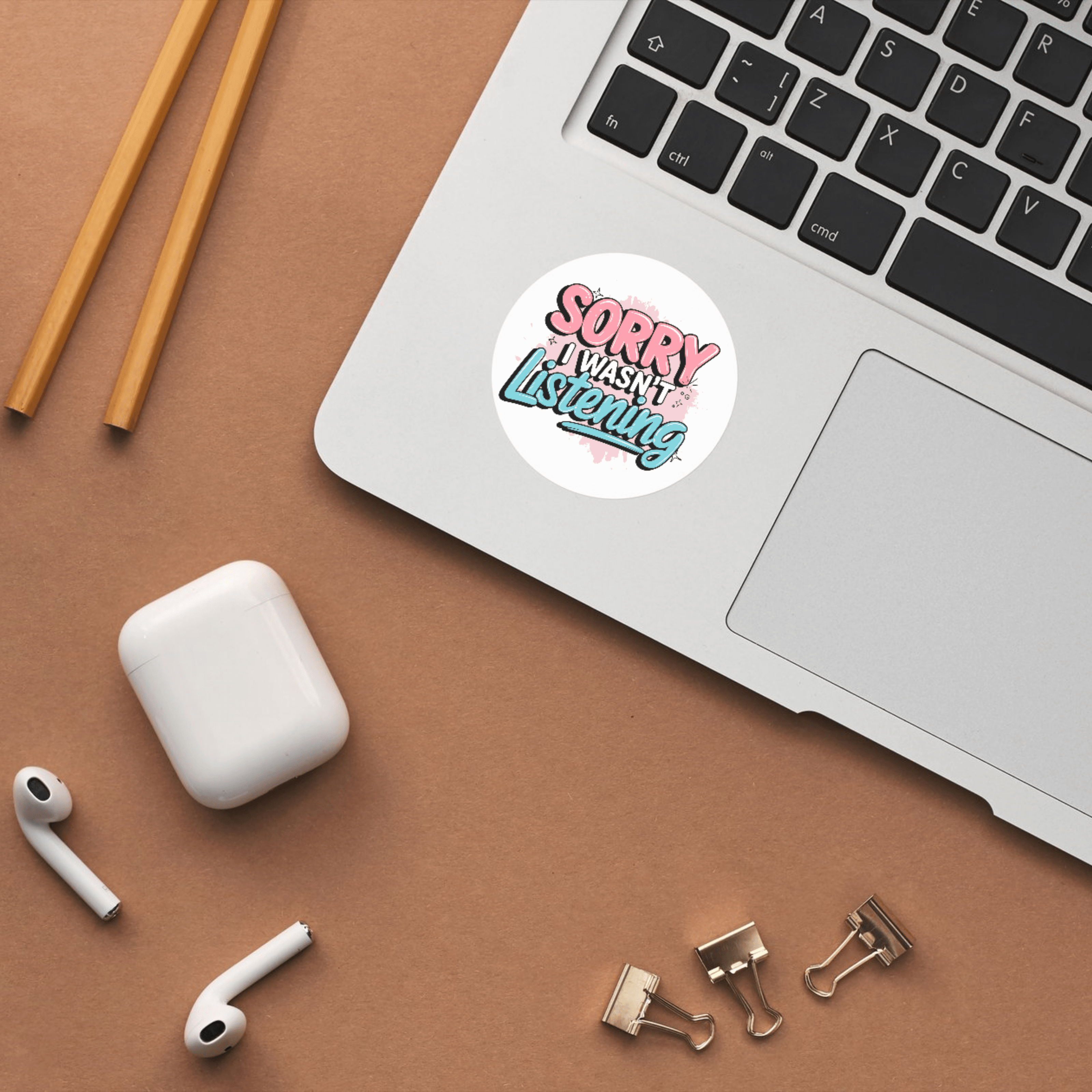 Customizable stickers on a laptop