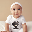 Cute Black Bear Baby Onesie | Adorable Woodland Baby Bodysuit