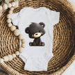 Cute Black Bear Baby Onesie | Adorable Woodland Baby Bodysuit