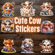 Adorable cute cow sticker pack featuring baby calves with sunflowers, flowers, and farm animal designs.