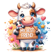 Set of kawaii cow stickers with colorful baby farm animals and floral accents. Great for crafting, scrapbooking and more.