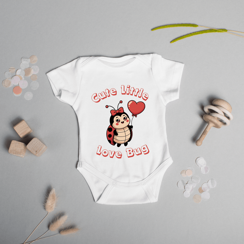 Baby shower gift onesie featuring cute ladybug character