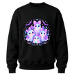 Black girls cute Halloween crewneck featuring pastel kawaii ghosts with purple bows, floral accents and colourful sparkles