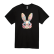 black kids shirt with colorful patchwork bunny design