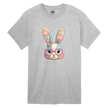 grey kids bunny graphic shirt with pastel patchwork bunny illustration