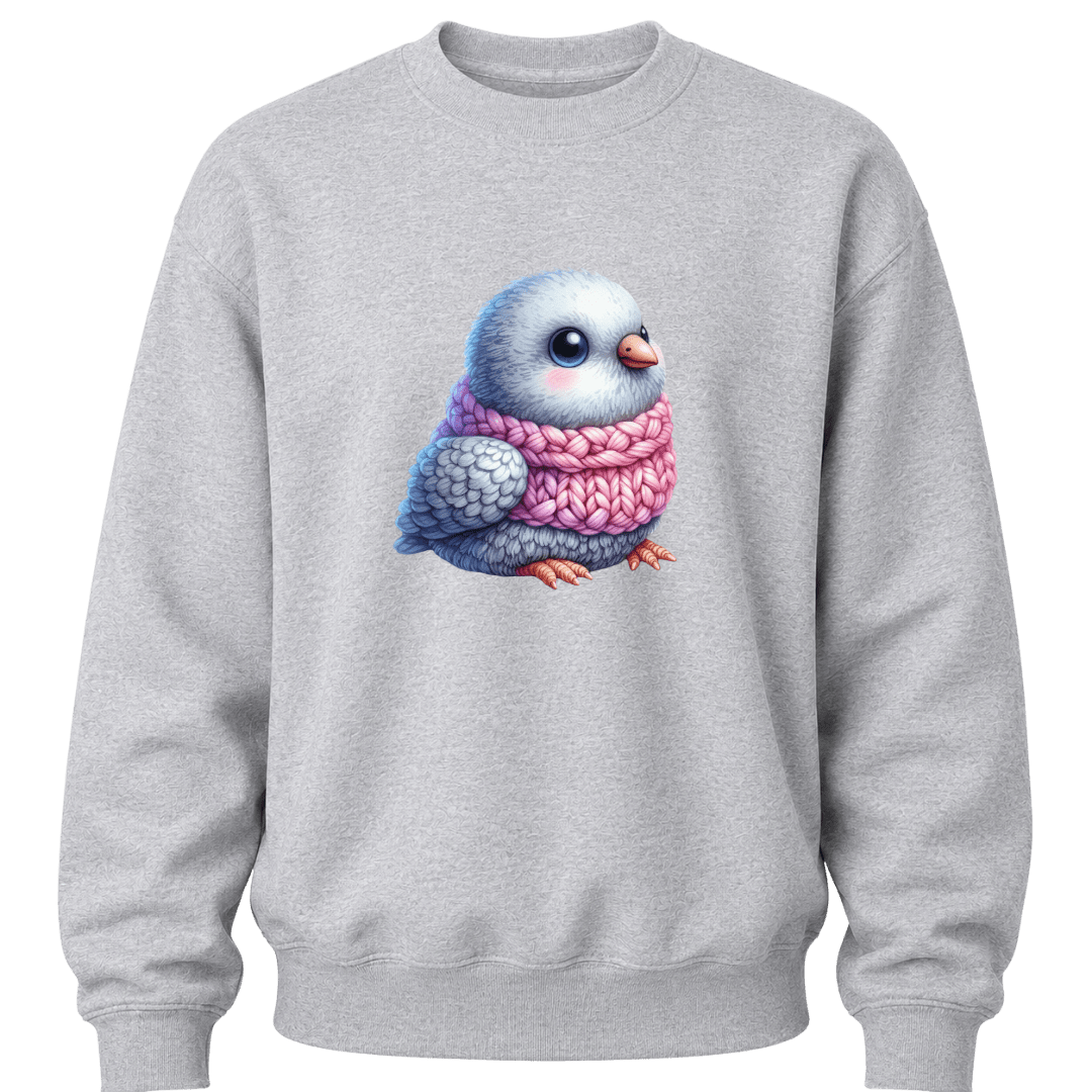 Sport grey youth sweatshirt featuring a winter bird graphic ideal for everyday casual wear.