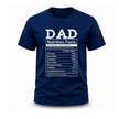 Navy Father’s Day T shirt with novelty nutrition facts print celebrating amazing dads