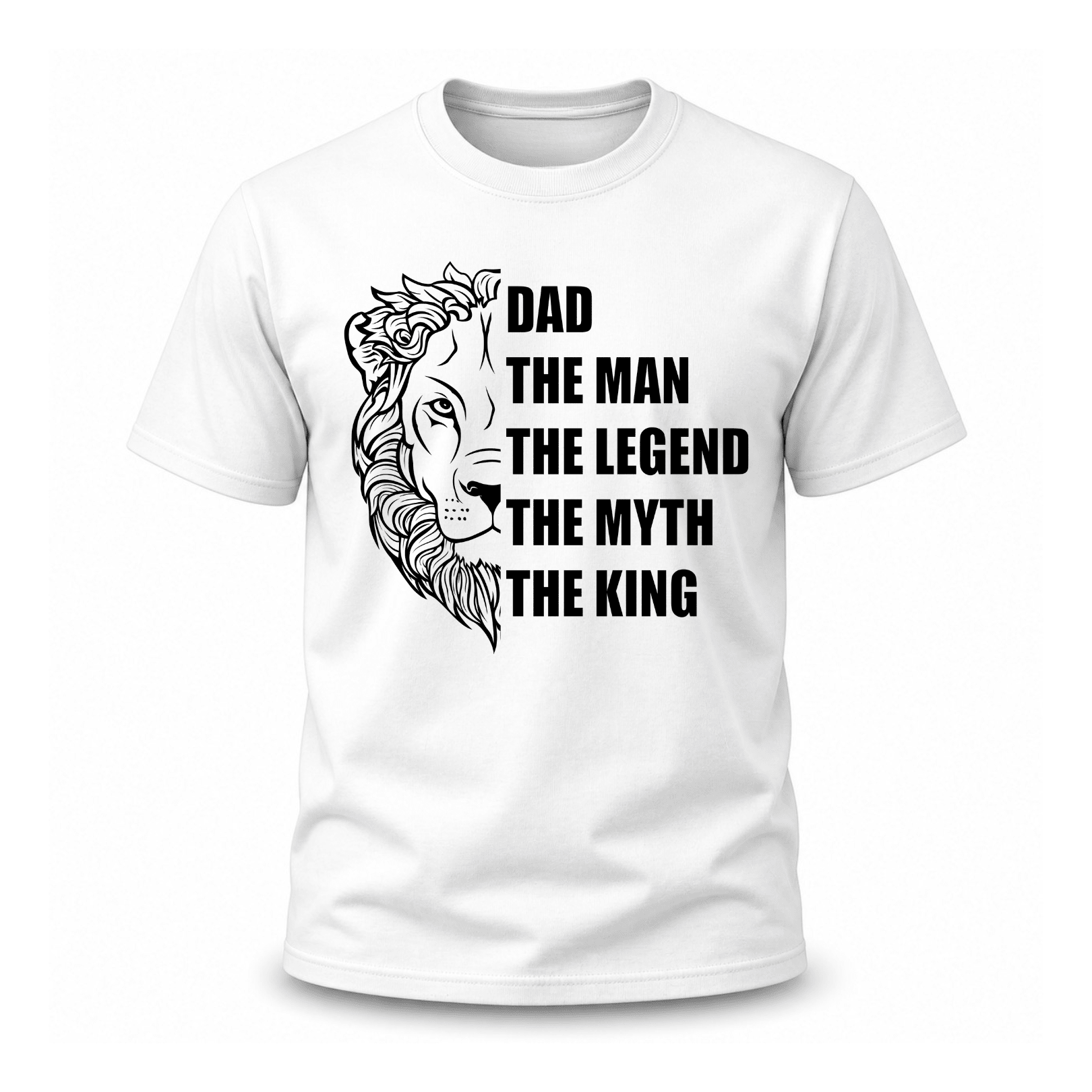 White father graphic tee with lion illustration and inspirational Dad quote design