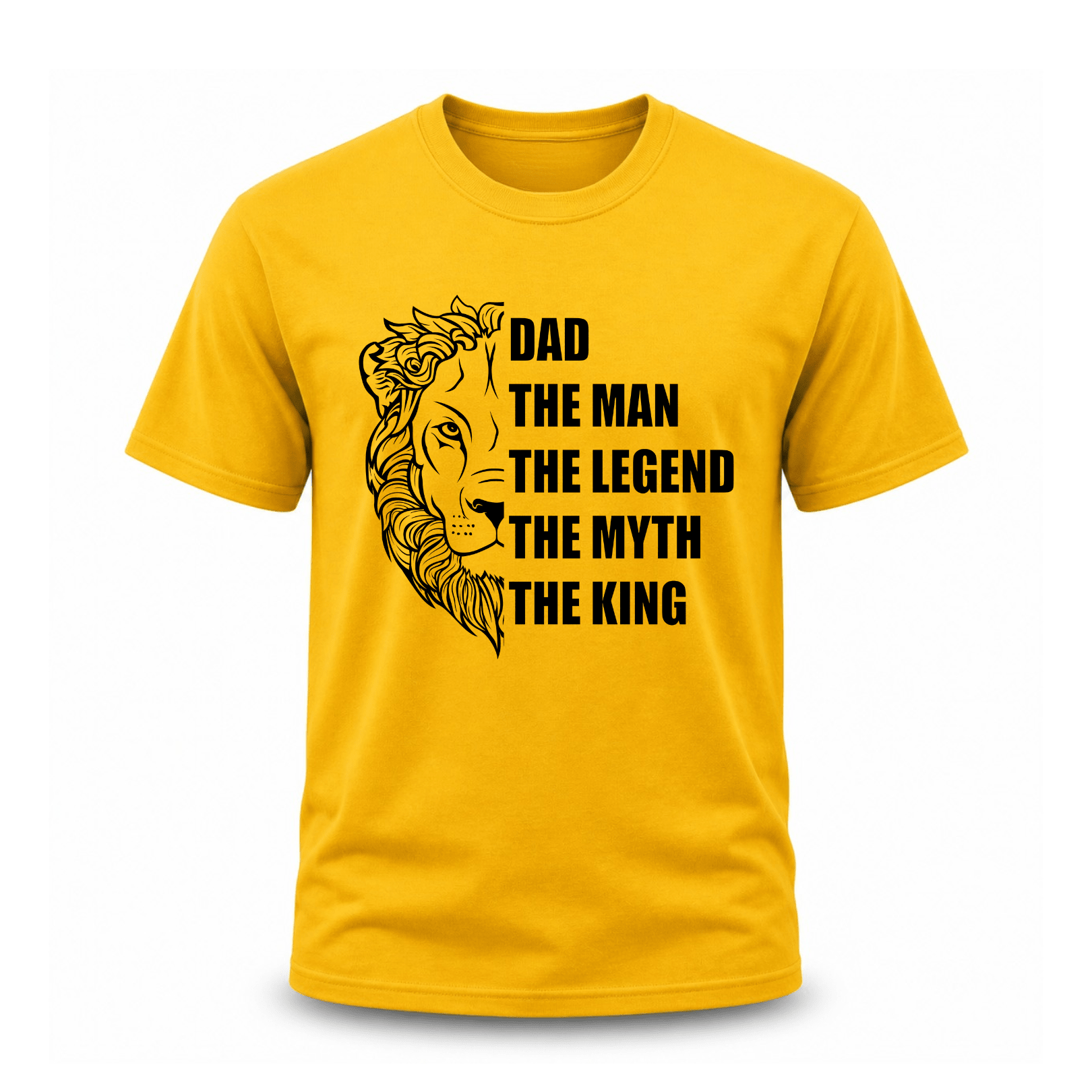 Yellow Dad lion shirt with motivational family inspired graphic and premium print design