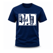 Navy blue men's cotton t-shirt with bold white oversized DAD typographic framed graphic The Man The Myth The Legend Father's Day gift tee