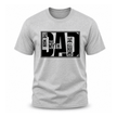 Men's heather sport grey crew neck t-shirt with bold black DAD typographic framed design The Man The Myth The Legend dad gift shirt