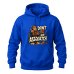 Royal Blue Bigfoot hoodie featuring a funny Sasquatch graphic, woodland details, and sarcastic outdoor inspired lettering.
