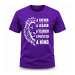 Purple lion graphic Fathers Day T shirt designed for proud fathers and leaders