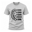 Heather gray father protector leader shirt with masculine lion graphic for casual wearv