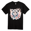 Black Graphic Tee Floral Tiger Artwork