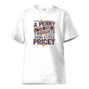 White t-shirt with penny for your thoughts seems a little pricey graphic design and coin elements