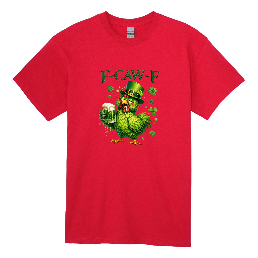 red st patricks day chicken shirt with beer and shamrock fcawf design
