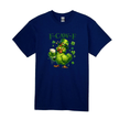 blue st patricks chicken graphic shirt with beer mug and shamrocks