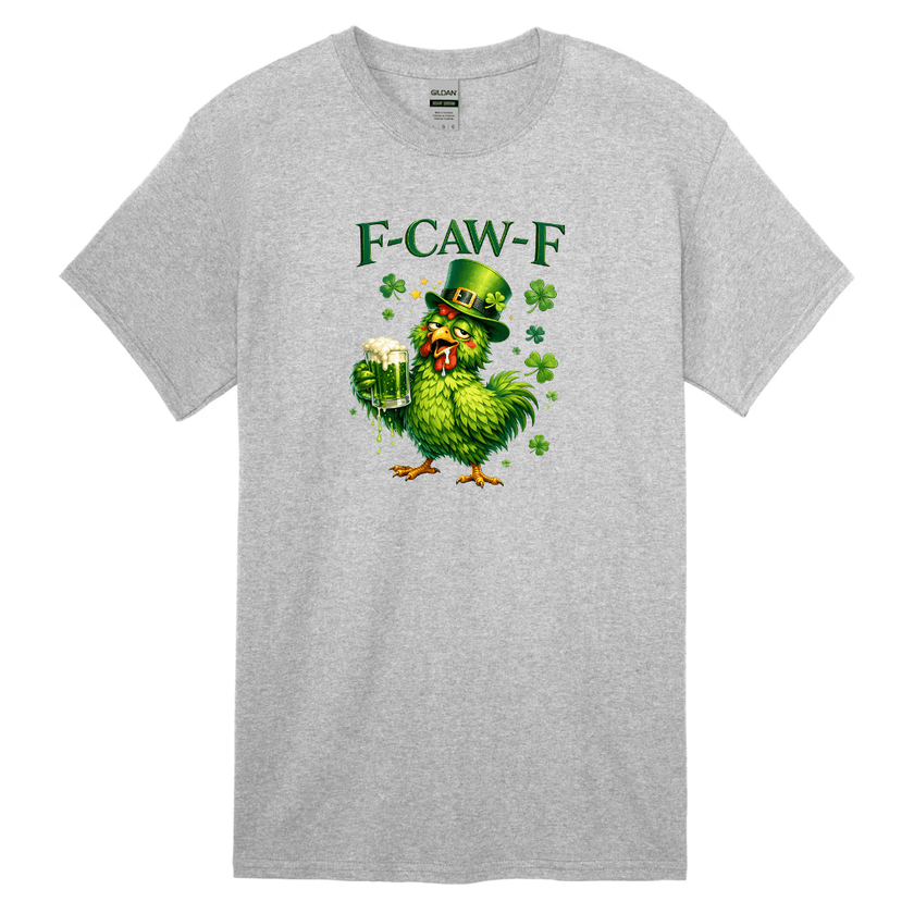 grey funny chicken shirt with beer and shamrock st patricks design