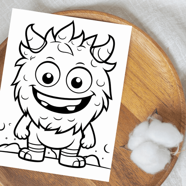 Digital download of 40 cute fuzzy monster coloring sheets for kids. Includes funny cartoon creatures and silly monsters.