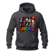 Dark heather grey unisex Horror Friends sweatshirt hoodie with vibrant horror themed front graphic