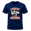 Navy men’s BBQ graphic T shirt featuring a funny I Like My Butt Rubbed And My Pork Pulled quote with bold pig artwork.