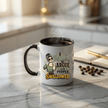 Black accent ceramic coffee mug filled with coffee featuring sarcastic I Refuse to Argue novelty design