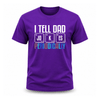 Purple dad humor shirt with bold typography and colorful periodic inspired wording