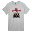 Sport grey youth Valentine shirt featuring funny dinosaur in monster truck with hearts - I'm Crushing Hearts