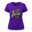 Purple women’s funny ADHD T shirt featuring colourful skeleton graphic and I’m Not Demure I Have ADHD wording