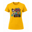 Yellow women’s funny ADHD graphic tee featuring colourful skeleton artwork and bold relatable typography