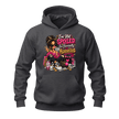 Dark heather grey funny women’s graphic hoodie featuring shopping bags, money and sarcastic spending quote