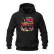 Black women’s graphic hoodie with financially misunderstood saying, fashion character, shopping bags and money design