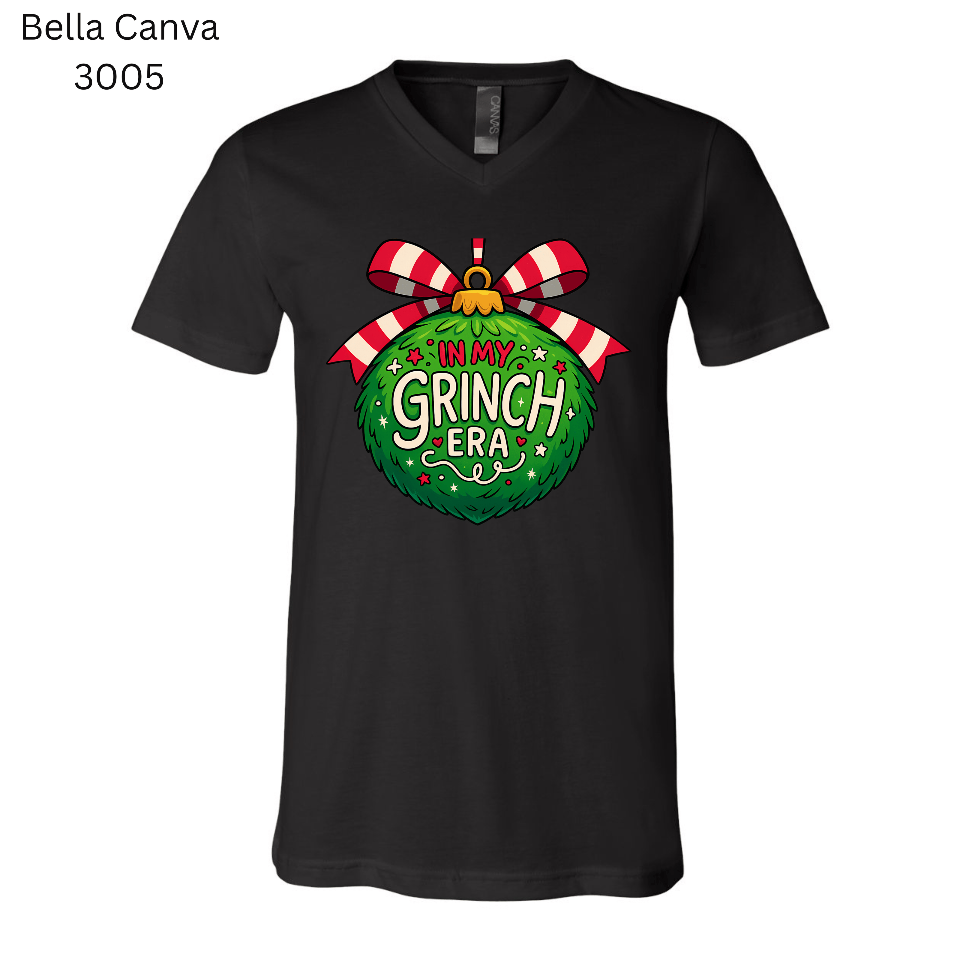 Funny Christmas shirt featuring In My Grinch Era text and holiday ornament design.