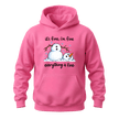 Azalea pink funny snowman hoodie featuring a melting snowman, blue snowflakes and Everything Is Fine winter quote