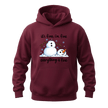 Maroon winter graphic hoodie featuring a funny snowman and relatable Everything Is Fine seasonal message