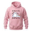 Light pink funny Christmas hoodie with melting snowman artwork and It’s Fine I’m Fine Everything Is Fine quote