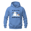 Carolina blue funny winter hoodie featuring a melting snowman and It’s Fine I’m Fine Everything Is Fine saying