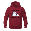 Cardinal red Christmas hoodie with humorous It’s Fine I’m Fine snowman graphic for cozy winter and holiday wear