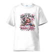 white wisdom glitter funny aging graphic tshirt with silver hair character design