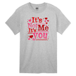 Grey t shirt with funny Valentine slogan and heart accents