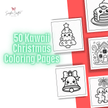 Festive coloring pages for kids, coloring pages of a bell, Christmas tree and food.