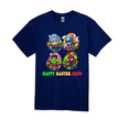 Navy blue kids Easter shirt with fun superhero bunny and egg design