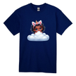 Navy blue kids unicorn cloud tee with vibrant fantasy artwork.