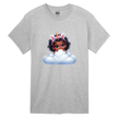 Grey children’s t-shirt with colorful unicorn girl and cloud design.