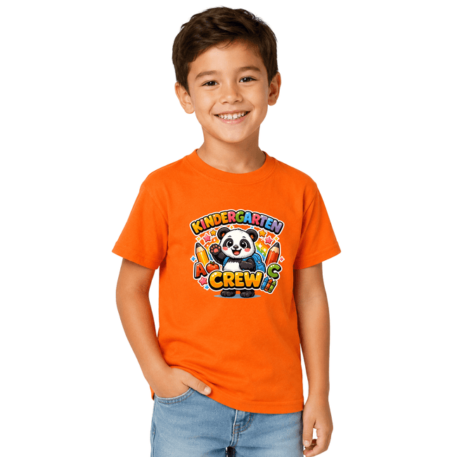 Kindergarten Crew Youth T Shirt with Cute Panda Back to School Graphic
