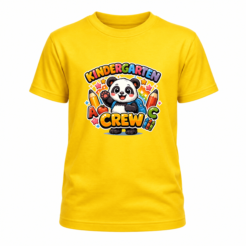 Kindergarten Crew Youth T Shirt with Cute Panda Back to School Graphic