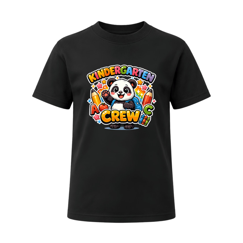 Kindergarten Crew Youth T Shirt with Cute Panda Back to School Graphic