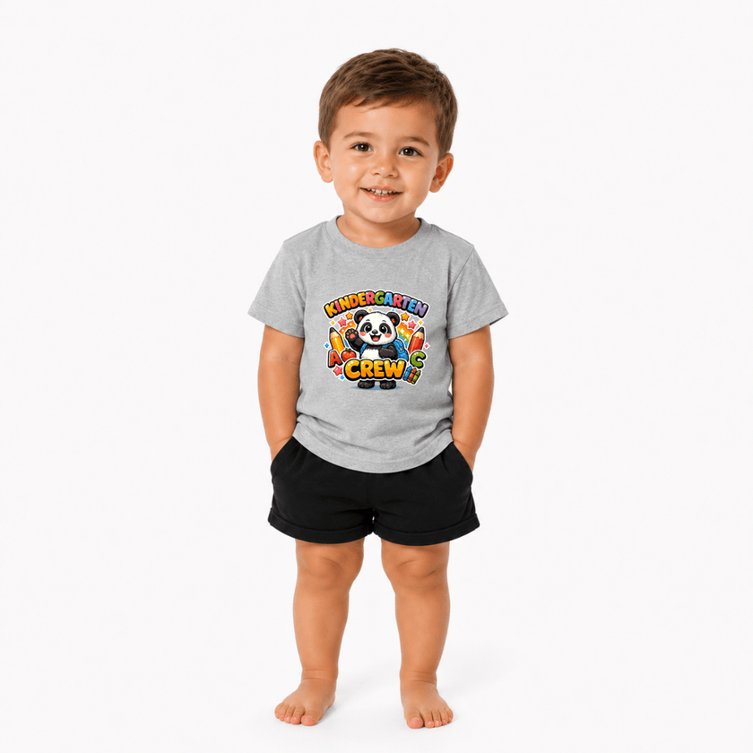 Kindergarten Crew Youth T Shirt with Cute Panda Back to School Graphic
